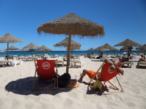 Bier Super Bock zum arbeiten Sagres Martinhal Strand Algarve